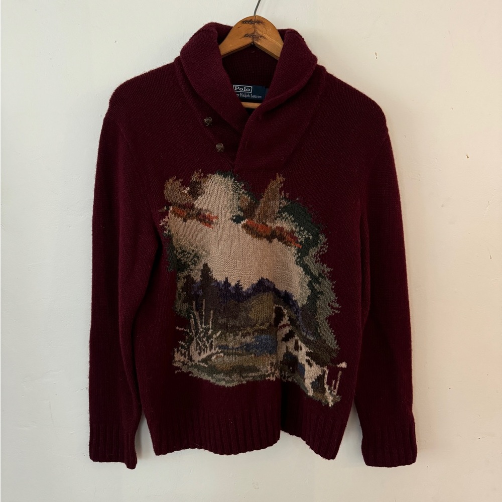 Ralph Lauren - 100% Wool - Hunting Dog Scene Sweater - M